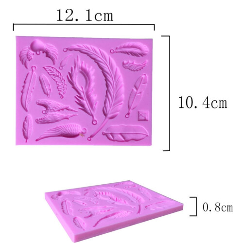 2 PCS Feather Shaped Fondant Cake Silicone Mold Baking Cake Decorating Tools 2