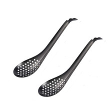 2 PCS 304 Stainless Steel Small Caviar Colander Molecular Cooking Spoon, Color: Black