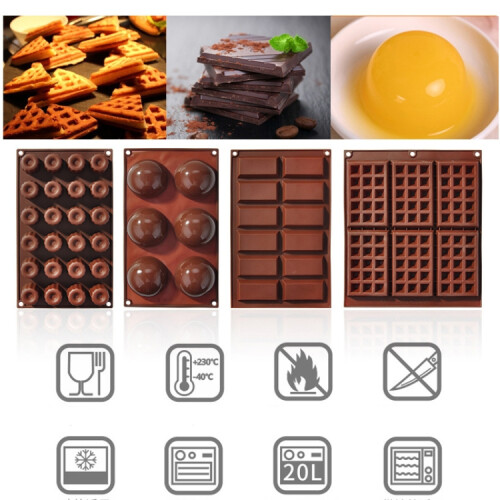 Silicone Baking Tools Cookie Chocolate Waffle Cake Mold,Style: 6-grid Pudding Mold 1