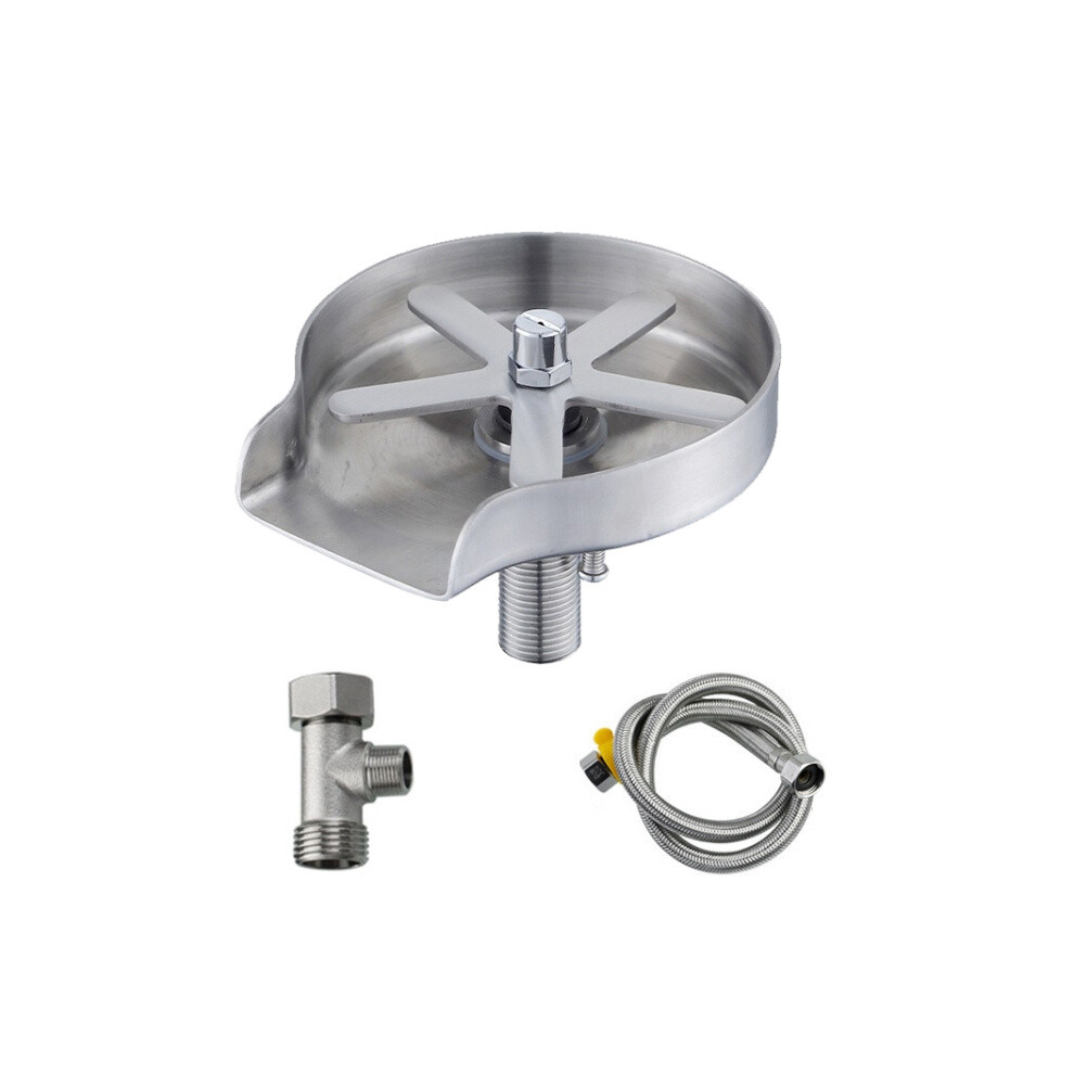 Automatic Faucet High Pressure Spray Washer, Style: 304 Stainless Steel+Soft Hose+G1/2 Three-Way 6485316817360