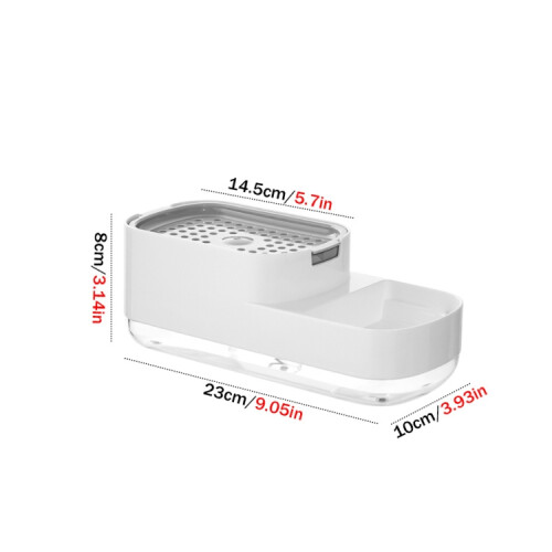 Soap Dispenser Bottle Automatic Liquid Soap Dispenser Kitchen Sponge Brush Storage Box(White) 1