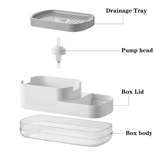 Soap Dispenser Bottle Automatic Liquid Soap Dispenser Kitchen Sponge Brush Storage Box(White) 2