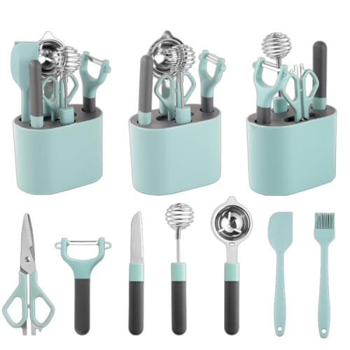 Ensemble de 5 éplucheurs en acier inoxydable avec support de rangement 1