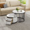 High Gloss Modern Round Nesting Coffee Table with Marble Pattern Top 5