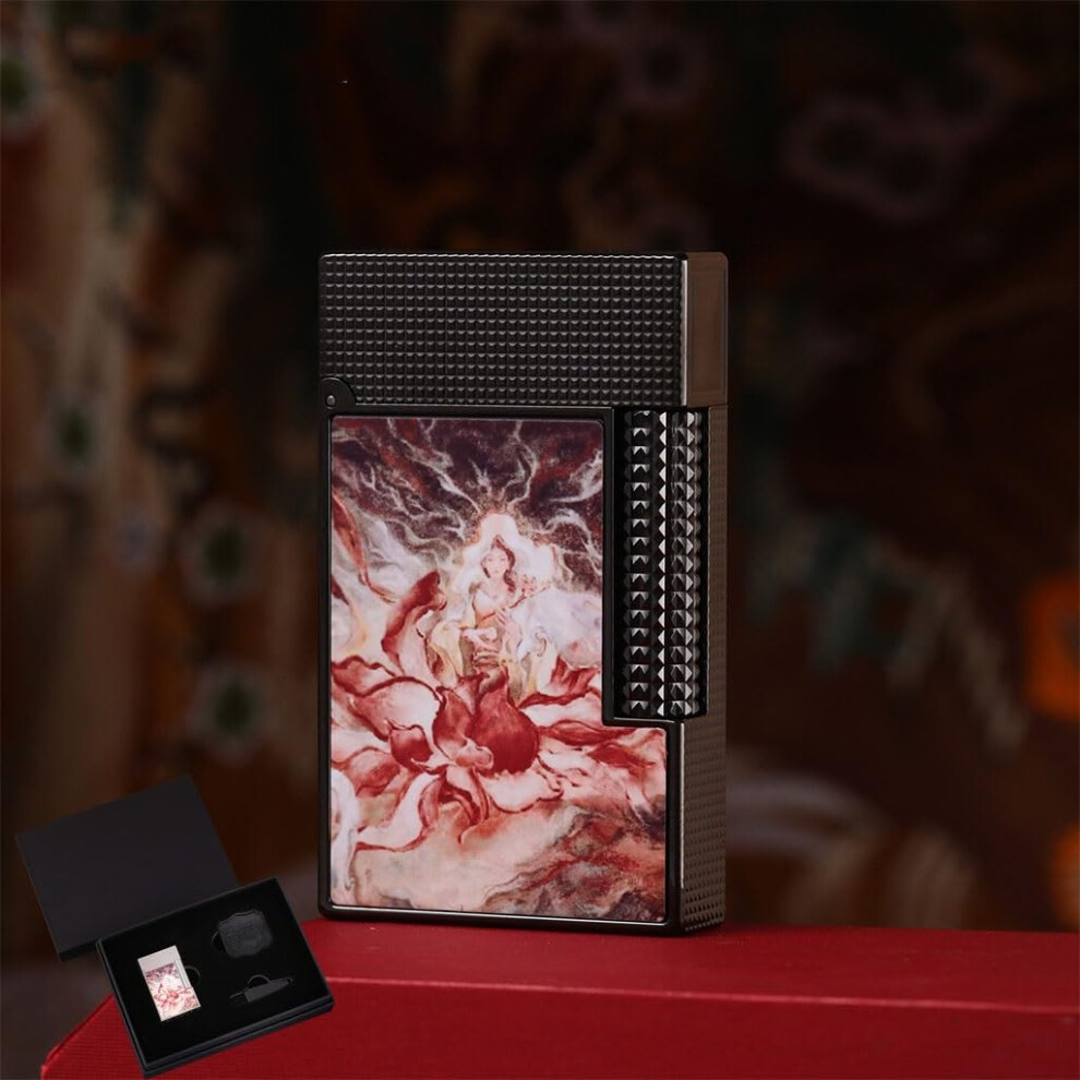 Pure Copper Butane Lighter Windproof Soft Flame Flip  Refillable Adjustable Flame Gift for Men B3