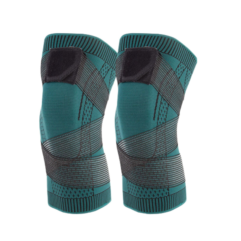 Dark/Green Adjustable Knee Brace With Compression Straps, Breathable Support For Running Basketball Xxl