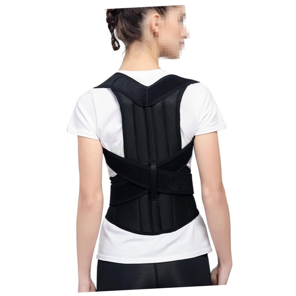 Black Adjustable Back Straightener Posture Corrector Brace For Men And Women With Breathable Support