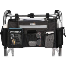 Walker Bag with Cup Holder, MultiPocket Organizer for Seniors, Universal Rollator Accessories, Black