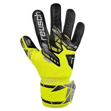 Luvas de futebol - Reusch Attrakt prata - Amarelo - Para crianças - Ajuste por faixa de velcro