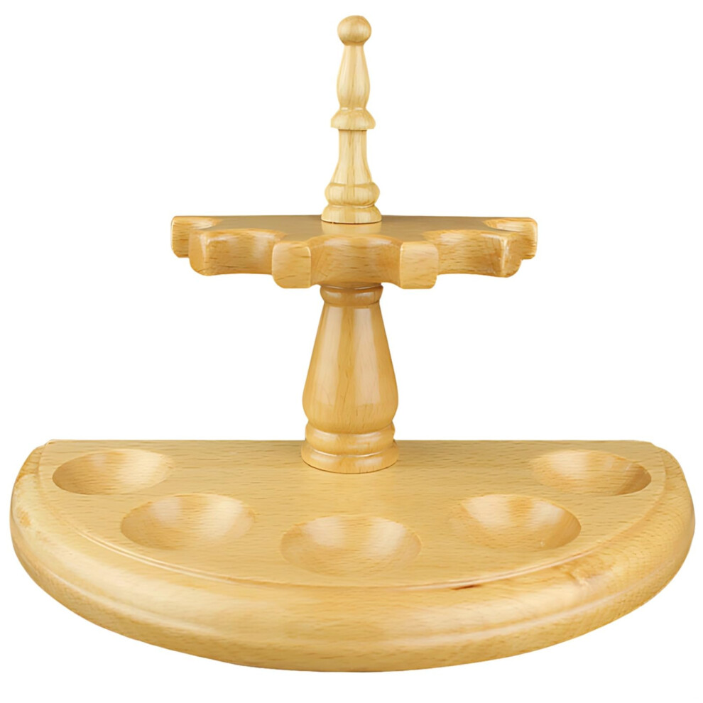 5 Pipe Wooden Tobacco Stand with Handcrafted Wood Finish, Stable Circular Base, Elegant Home Display