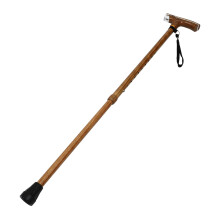 Adjustable Walking Stick for Seniors with LED Light, Lightweight Aluminum Cane with Wooden Handle