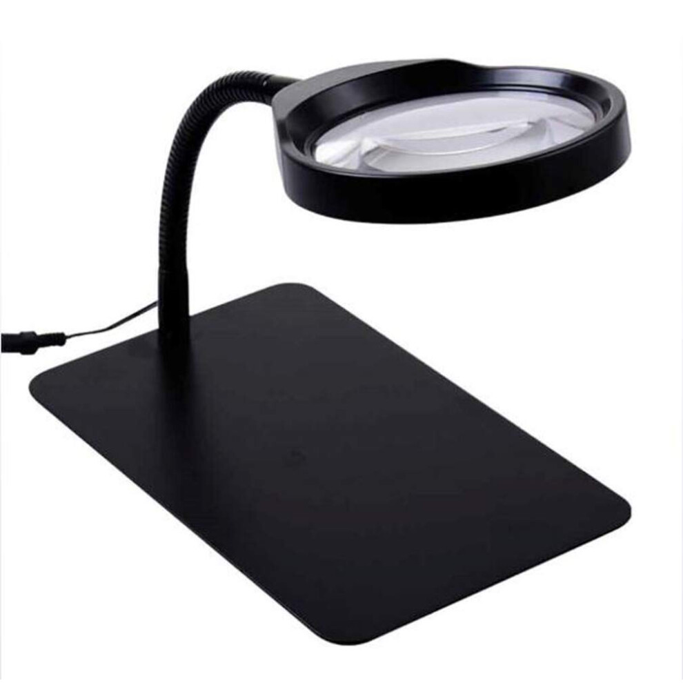 LED Magnifying Glass with Stand, 10X Large Lighted Magnifier Lamp for Reading Crafts Jewelry Soldering