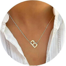 (B) Gold Initial Necklaces for Women - 14k Gold Plated Big Letter Pendant Necklaces for Women Trendy Jewelry Gifts