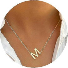(M) Gold Initial Necklaces for Women - 14k Gold Plated Big Letter Pendant Necklaces for Women Trendy Jewelry Gifts