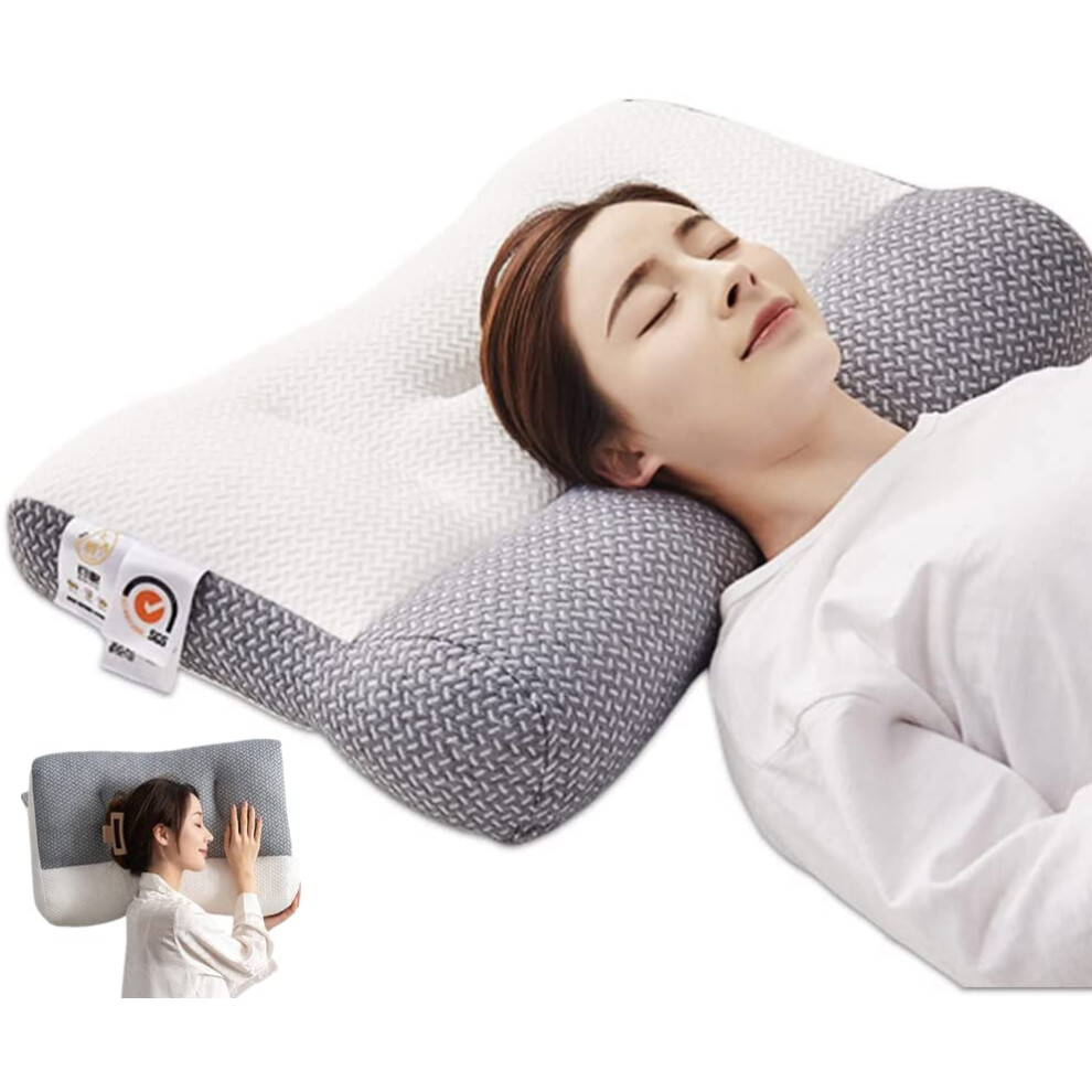 Ergonomic Pillow for Neck Support, Adjustable Orthopedic Contour Design for All Sleeping Positions, White 29x18.9in