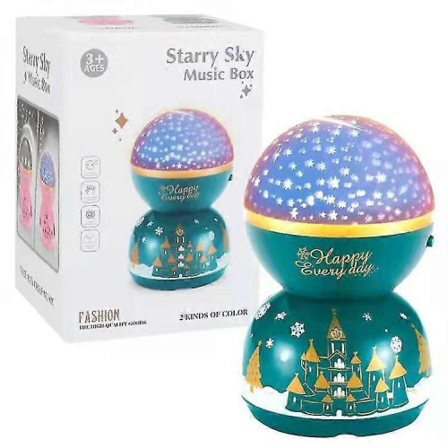 (Green) Carousel Music Box Projection Star Light Castle