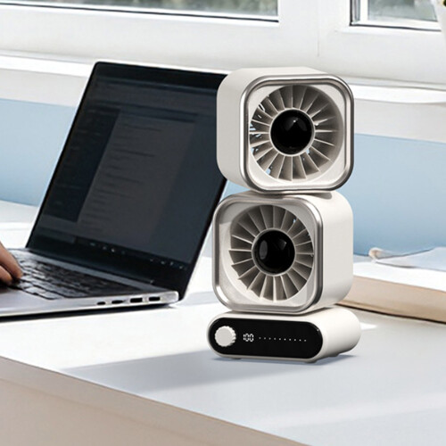 Modernes Desktop-Kühlgerät mit Doppellüftern und-Weiß 2