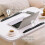 Adjustable Overbed Laptop Table with Wheels, White Bedside Rolling Desk for Elderly, Lockable Design 2