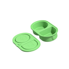 2 Section Silicone Spices Container Snacks Storage Box-Green