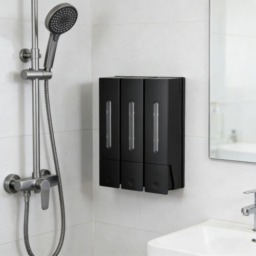Modern Shower Soap Dispenser Large Capacity No Drilling-White 2
