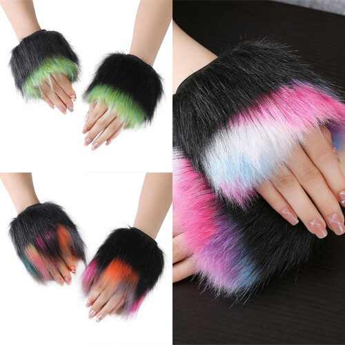 Bunte Fleece-Fäustlinge, pelzige Handschuhe,-Abschnitt 8 2