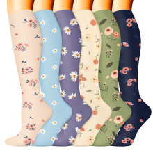 Compression Socks for Men and Women 6 Pairs Graduated Knee Support for Circulation Travel Nurses