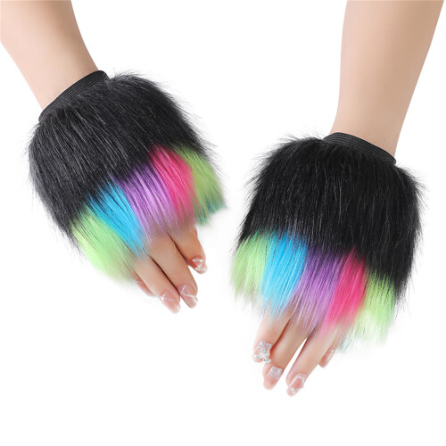 Bunte Fleece-Fäustlinge, pelzige Handschuhe,-Abschnitt 11