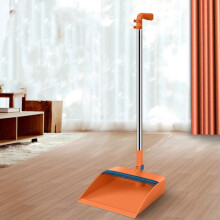Folding Broom and Dustpan Set with Long Adjustable Handle, 180 Rotating Head, Rubber Lip Dust Capture for Home Cleaning