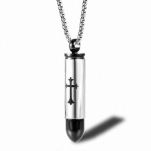 Cross titanium steel bullet skull urn perfume bottle pendant to commemorate pet relatives stainless steel ashes necklace male