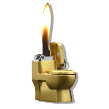 Butane Torch Lighter Gold Toilet Shape, Refillable Jet Flame Pocket Lighter Gift for Men Camping