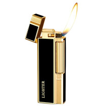 Butane Lighter with Ergonomic Slide Ignition, Adjustable Flame Refillable Torch for Candle, BBQ, Camping, Kitchen Use