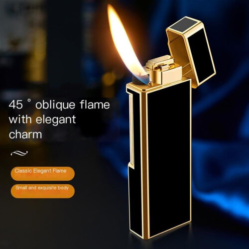 Butane Lighter with Ergonomic Slide Ignition, Adjustable Flame Refillable Torch for Candle, BBQ, Camping, Kitchen Use 2
