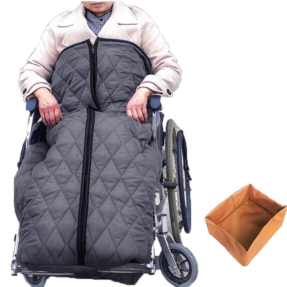 Gray Waterproof Wheelchair Blanket For Adults And Elderly, Warm Plush Lap Cover With Windproof Design