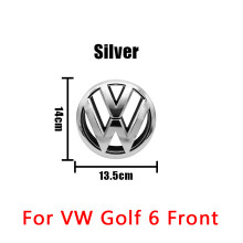 (1 Stück VW Silber Golf 6) Auto-Emblem 135 mm 110 mm Frontgrill-Emblem Heckklappen-Emblem für Volksw