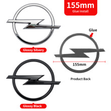 (155 mm, glänzend schwarz – 1 Stück) 1 Stück ABS-Aufkleber mit Opel-Logo für Frontgrill und Motorhau