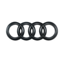 (Negro mate, trasero 177 mm) Emblema de capó delantero de ABS de 4 anillos, logotipo de capó, insign