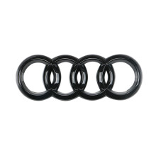 (Negro brillante, parte trasera 216 mm) Emblema de capó delantero de ABS de 4 anillos, logotipo de c