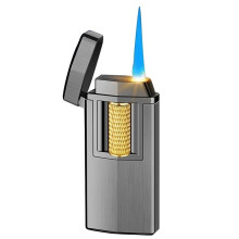 Windproof Torch Lighter with Adjustable Flame, Refillable Metal Butane Cigar Lighter for Outdoor Camping (T3)