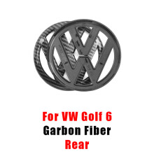 (Fibra de carbono trasera, v-w Golf 6) Emblema de parrilla delantera de 135 mm y emblema de tapa de