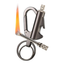 Vintage Kerosene Lighter 3 in 1 Reusable Keychain Lighter with Bottle Opener for Outdoor Camping Black