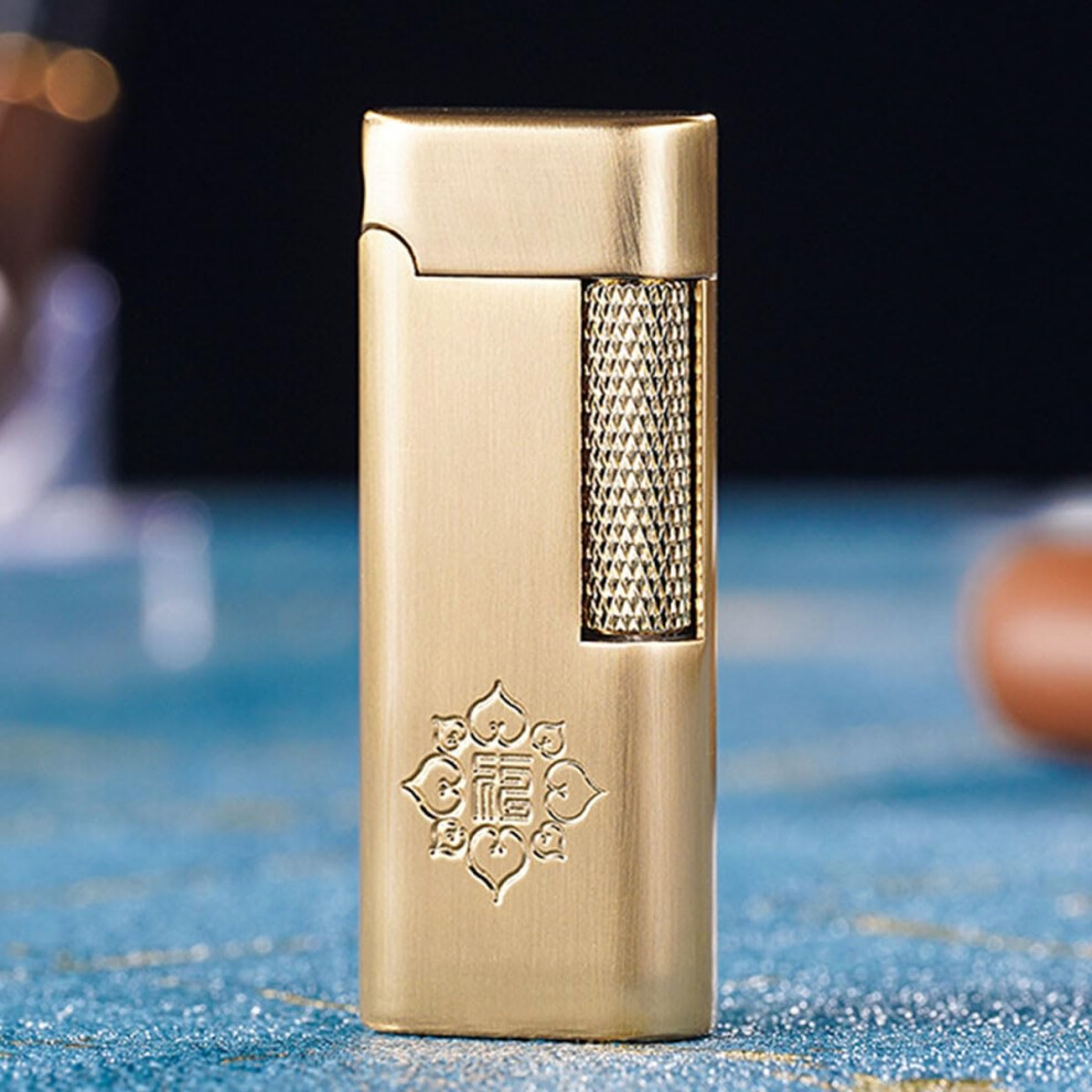 Gold Slim Butane Lighter For Men, Windproof Refillable Metal Lighter With Onehanded Ignition, Gift Style