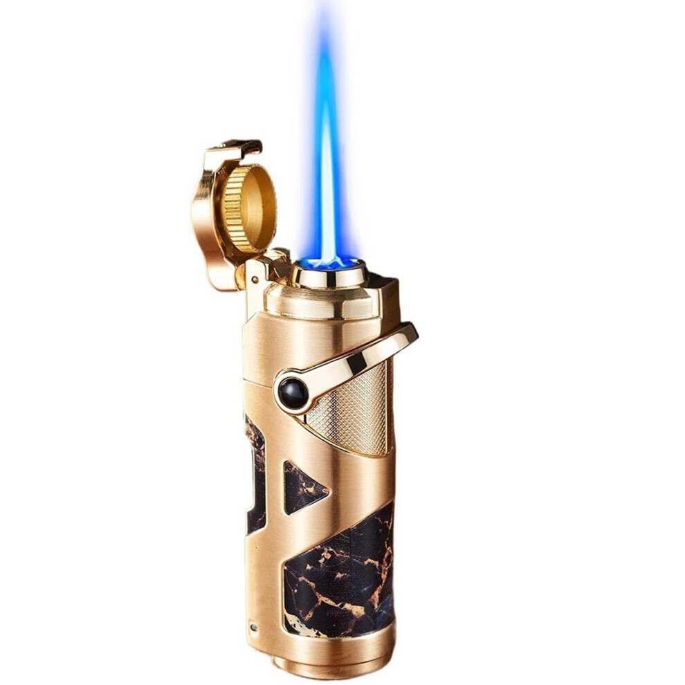 Gold Windproof Refillable Butane Torch Lighter With Adjustable Flame For Candles Grills And Fireplaces