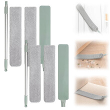 Extendable Microfiber Gap Duster Set with Bendable Washable Head and Aluminum Handle for Furniture Cleaning