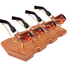 Wooden Pipe Stand for 4–5 Pipes, Handmade Solid Wood Tobacco Pipe Rack with Smooth Finish and Stable Display