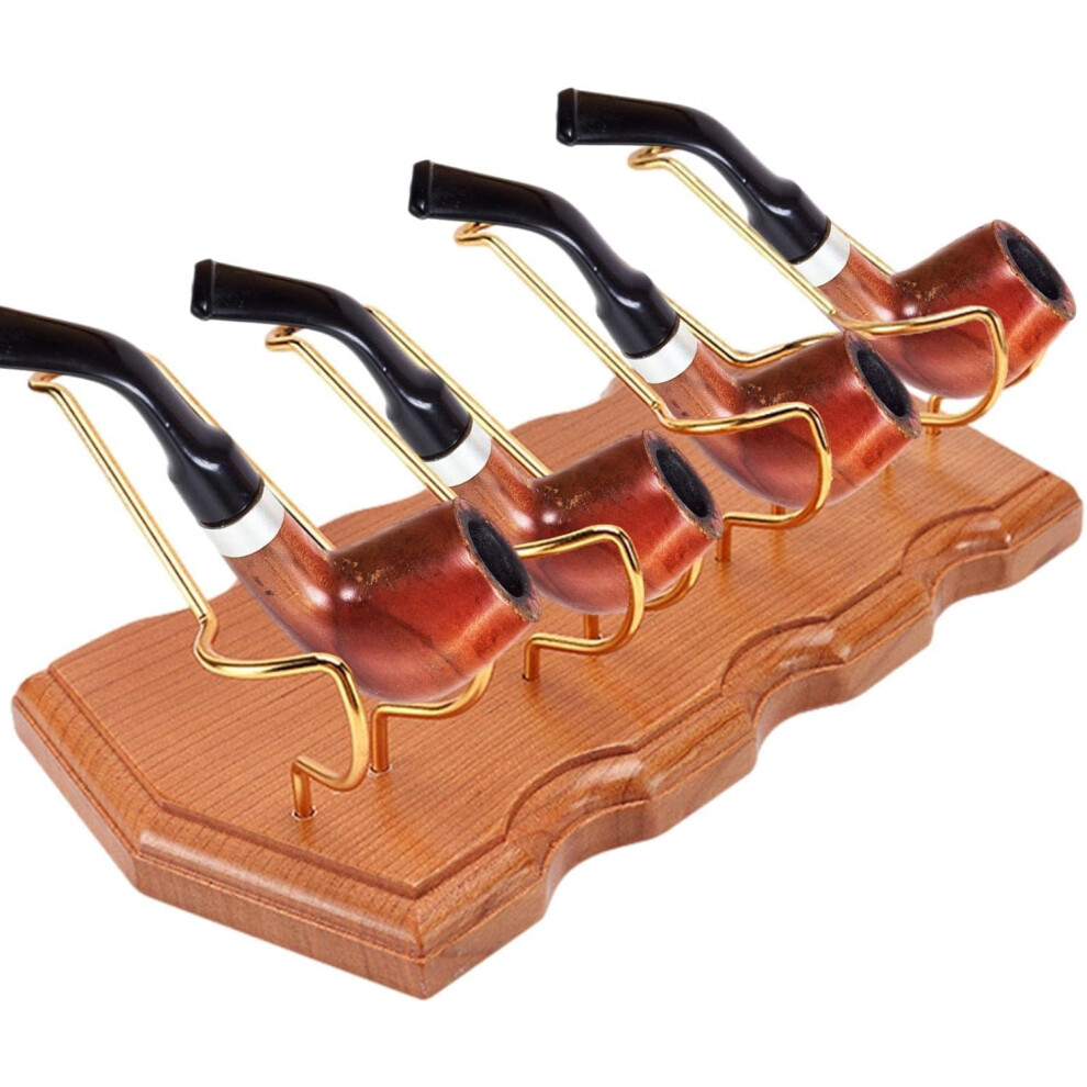 Wooden Pipe Stand for 4â5 Pipes, Handmade Solid Wood Tobacco Pipe Rack with Smooth Finish and Stable Display