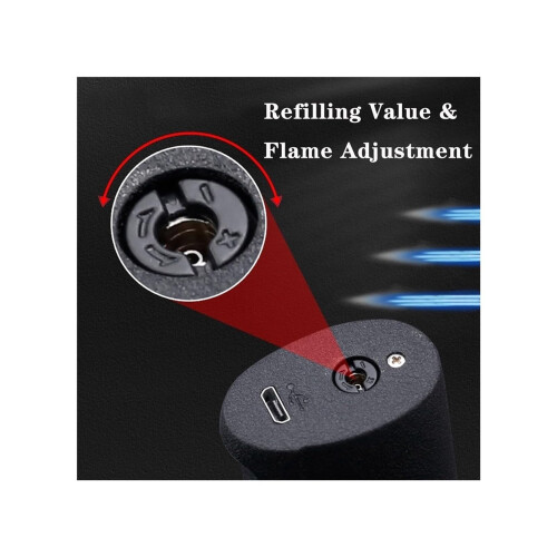 Windproof Torch Lighter Triple Flame Butane Refillable with Adjustable Flame for Camping Outdoor Black 2