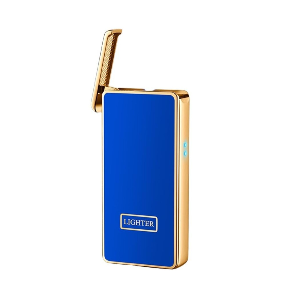 Blue Voice Control Lighter, Windproof Flame Adjustable Butane Torch For Kitchen Candle, Rechargeable Gift For Men (Blue)