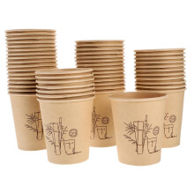 Disposable Coffee Cups 150pcs Bamboo Fiber Eco Friendly Thick Paper Cups for Hot Cold Drinks Party Use