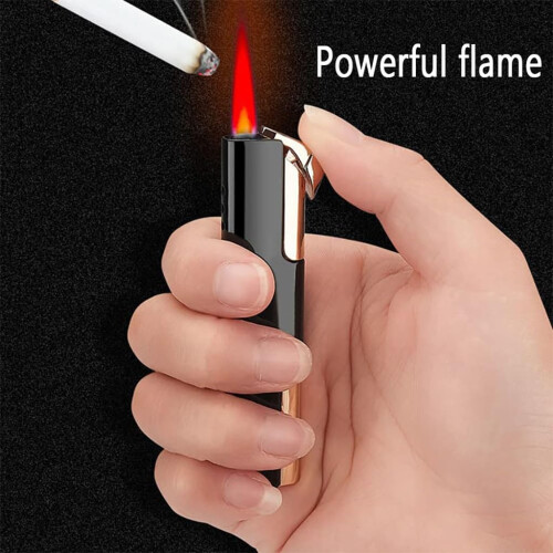Windproof Torch Lighter for Men, Refillable Butane Jet Flame, Adjustable Metal Design, Red Gift 1