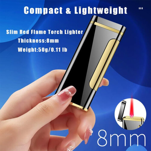 Lighter Windproof Refillable Butane Flame Slim Mini Metal Design for Cigar Candle Silver 2